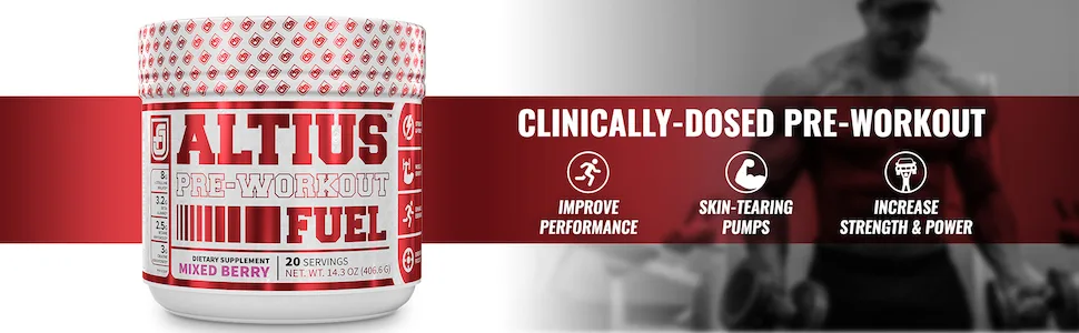 ALTIUS Pre-Workout Supplement - Naturally Sweetened - Clinically Dosed Powerhouse Formulation - Increase Energy & Focus, Enhance Endurance - Boost Strength, Pumps, & Performance - Mixed Berry Blast (14.3 OZ) - Altius Mixed Berry - Clinically-Dosed Pre-Workout