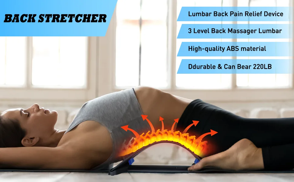 Back Stretcher, Cimoany Back Cracker for Lower Back Pain Relief Lower Back Stretcher with Magnet Adjustable Multi-Level for Scoliosis Herniated Disc Sciatica Black - back stretcher