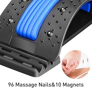 Back Stretcher, Cimoany Back Cracker for Lower Back Pain Relief Lower Back Stretcher with Magnet Adjustable Multi-Level for Scoliosis Herniated Disc Sciatica Black - Back Stretcher