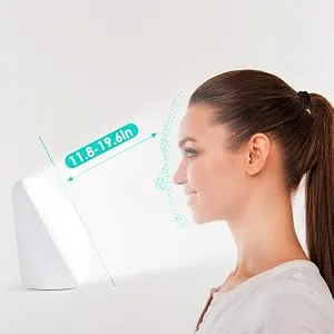 Light Therapy Lamp, 10,000 Lux UV Free LASTAR Sunlight Lamp with Touch Control 3 Brightness Adjustment Level Sun Lamp, Blue (White) A-white - happy lamp