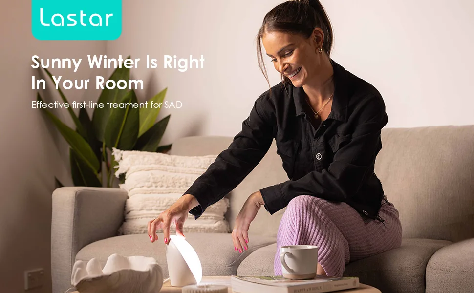 Light Therapy Lamp, 10,000 Lux UV Free LASTAR Sunlight Lamp with Touch Control 3 Brightness Adjustment Level Sun Lamp, Blue (White) A-white - Light therapy