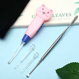 Earwax Remover Tool - 4 Pieces LED Earwax Spoon Safe Ear Pick Spoon and Stainless Steel Double-end Earwax Spoon - product information 2