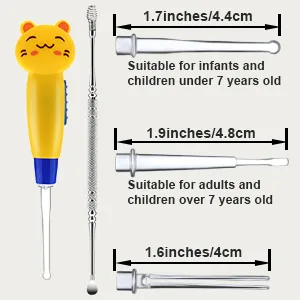 Earwax Remover Tool - 4 Pieces LED Earwax Spoon Safe Ear Pick Spoon and Stainless Steel Double-end Earwax Spoon - product information 3