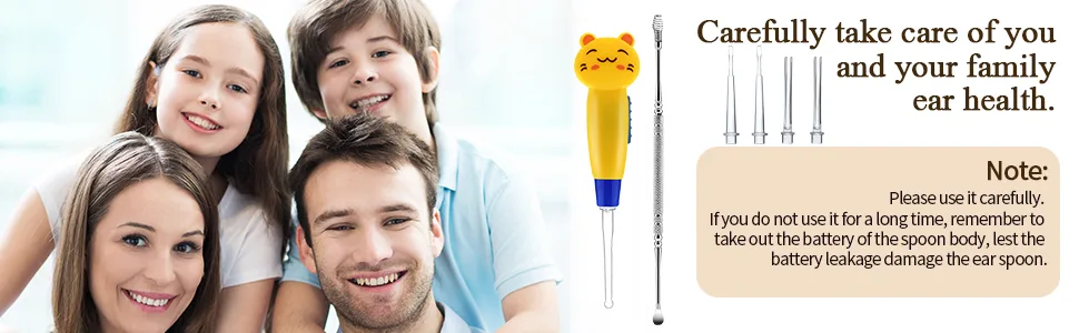Earwax Remover Tool - 4 Pieces LED Earwax Spoon Safe Ear Pick Spoon and Stainless Steel Double-end Earwax Spoon - product information 7