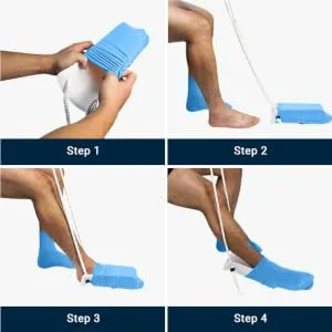 OPOVE Sock Aid Premium Socks Helper with Foam Handles and 31" Adjustable Cords for Elderly, Disability, Pregnant Women - sock assistant device