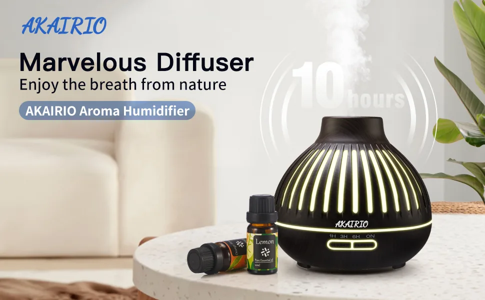 Aromatherapy Diffusers with Essential Oils Set,Office Cool Mist Humidifier Diffuser with Ambient Light 3 Times Settings,Ultrasonic Bedroom Vaporizers Aroma Oil Diffuser with Waterless Auto Shut-Off Black - DIFFUSER