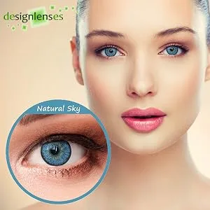 Design lens colored contact lenses 1 pair (2 hours) naturally acting sky blue color lenses + storage container with strength -0.75 "Natural Sky" -0.75 - Himmelsblaue Monatslinsen angenehm zu tragen hohe Verträglichkeit weiche Augenlinsen Tragekomfort