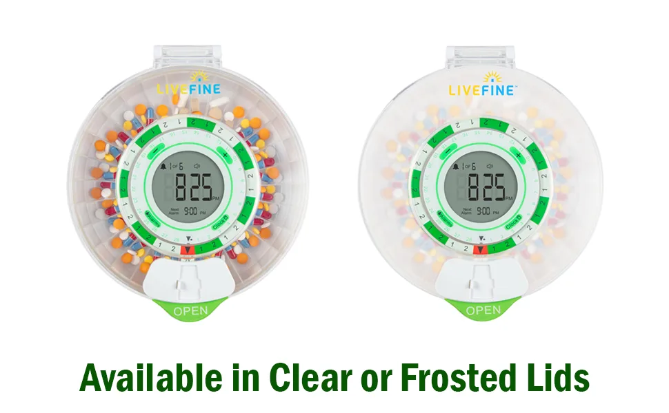 LiveFine 28-Day Automatic Pill Dispenser with Upgraded LCD Display, Key Lock, Sound & Light for Prescriptions, Medication, Vitamins, Supplements & More Clear Lid - product information 10