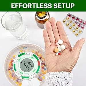 LiveFine 28-Day Automatic Pill Dispenser with Upgraded LCD Display, Key Lock, Sound & Light for Prescriptions, Medication, Vitamins, Supplements & More Clear Lid - product information 4