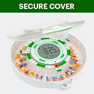 LiveFine 28-Day Automatic Pill Dispenser with Upgraded LCD Display, Key Lock, Sound & Light for Prescriptions, Medication, Vitamins, Supplements & More Clear Lid - product information 8