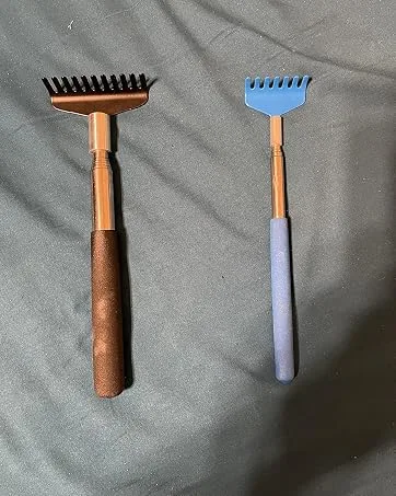 Oversized Portable Extendable Back Scratcher, Upgraded Metal Stainless Steel Telescoping Back Scratcher Tool with Canvas Carrying Bag Blue - back scratcher