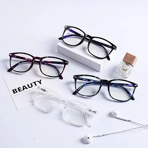 DOOViC Blue Light Filter Reading Glasses Square Frame Large Lenses Prescription Glasses 024 Transparent 1.75 x - lesebrille eckig