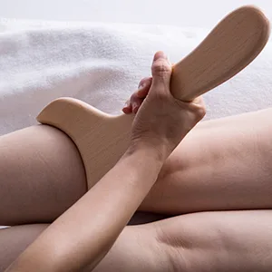 Allshow Wooden Gua Sha Tools Professional Lymphatic Drainage Tool Wood Therapy Massage Tools for Maderoterapia (Burlywood) - wood gua sha tools use on leg