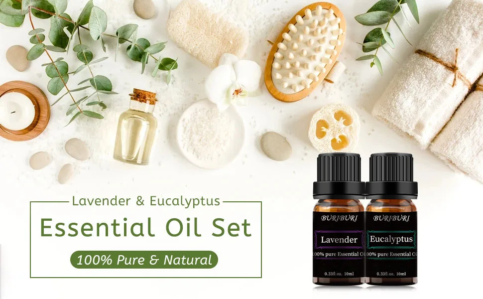 Lavender and Eucalyptus Essential Oil, 100% Pure, Undiluted, Natural, Organic Aromatherapy Essential Oils Gift Set, 10MLx2 Lavender+Eucalyptus - Lavender and Eucalyptus Essential Oil