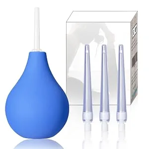 TopQuaFocus Enema Bulb Enema Kit Anal Vaginal Douche for Men Women 8OZ Capacity with 4 Replaceable Nozzles (Blue) 224-blue - product information 2