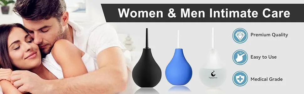 TopQuaFocus Enema Bulb Enema Kit Anal Vaginal Douche for Men Women 8OZ Capacity with 4 Replaceable Nozzles (Blue) 224-blue - product information 3