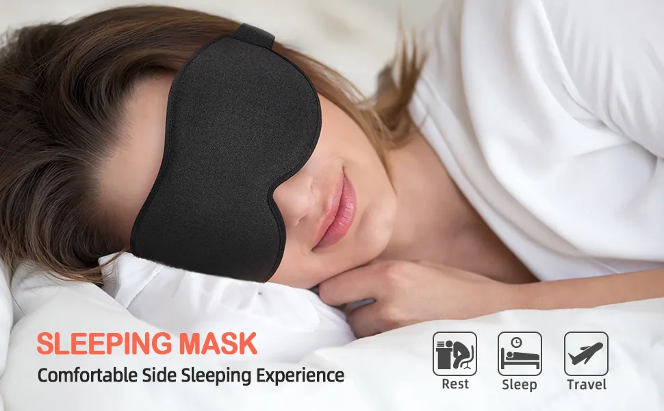 LitBear Eye Mask for Sleeping, Sleep Masks for Women Men Side Sleeper 2022 Light Blocking, 3D Contoured Cup Sleeping Mask, Soft Breathable Sleep Eye Mask with Adjustable Elastic Strap for Flight Nap Black - LitBear Sleep Mask - Banner