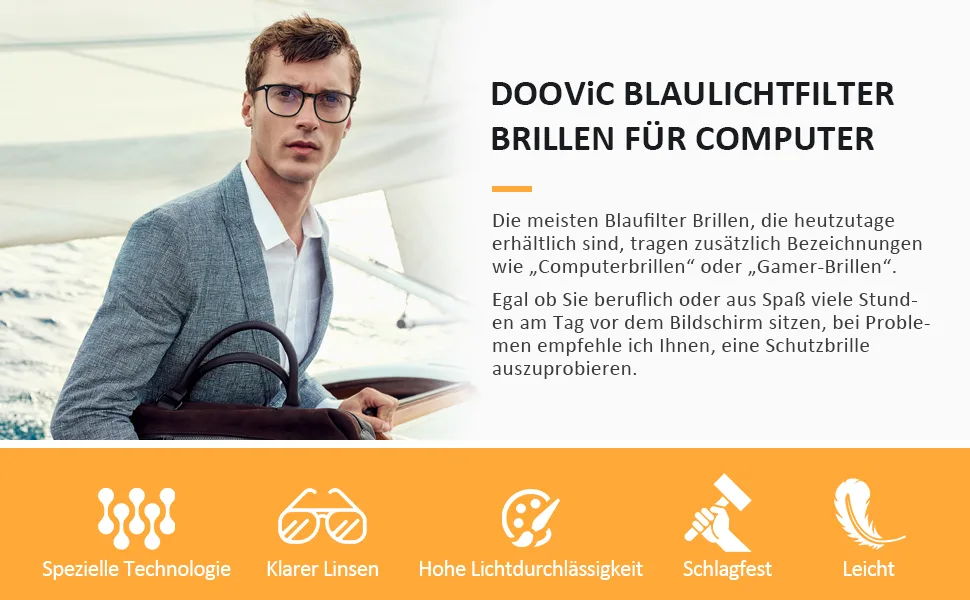 DOOViC Blue Light Filter Reading Glasses Square Frame Large Lenses Prescription Glasses 024 Purple Tortoiseshell 0.0 x - Lesebrille Schwarz