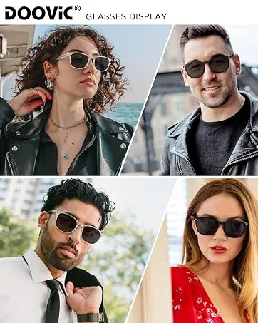 DOOViC Blue Light Filter Reading Glasses Square Frame Large Lenses Prescription Glasses 024 Blue Tortoiseshell 0.0 x - Sonnen Lesebrille