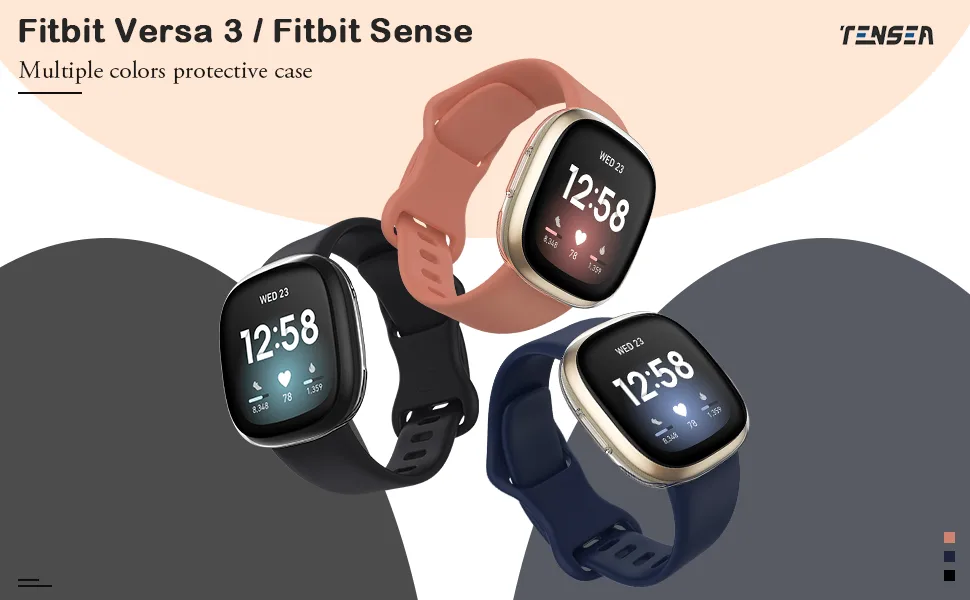 [3 Pack] Tensea Compatible with Fitbit Versa 3 / Sense Screen Protector Case, Soft TPU Bumper Full Around Fit bit Versa3 Sense Cover Protective Accessories (Clear/Clear/Clear, 3) Clear/Clear/Clear 3 - product information 1