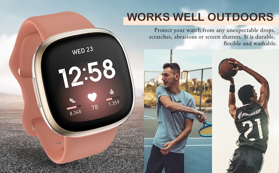 [3 Pack] Tensea Compatible with Fitbit Versa 3 / Sense Screen Protector Case, Soft TPU Bumper Full Around Fit bit Versa3 Sense Cover Protective Accessories (Clear/Clear/Clear, 3) Clear/Clear/Clear 3 - product information 3