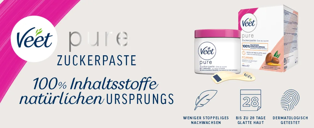 Sugaring sugar paste for hair removal 2-pack for noticeably smooth skin for up to 4 weeks Veet sugar paste 2x250ml - Veet Pure Zuckerpaste 100 & Inhaltstoffe mit Arganöl