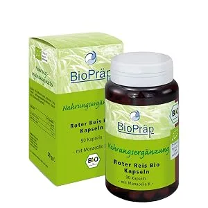 BioPrep Red Rice Bio capsules with Monacolin |90 cellulose capsules |Vegan and Bio |Produced in Germany |Certified production - Roter Reis Bio