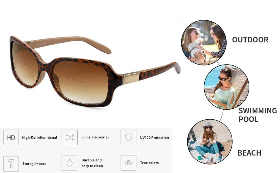 JM 2 Pack Classic Bifocal Reading Glasses Square Stylish Gradient Sunglasses Readers for Women +1.5 Black & Tortoise 1.5 x - 0062
