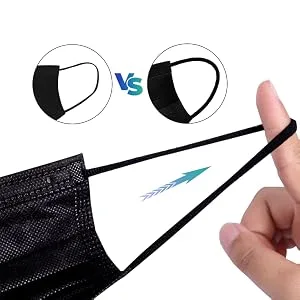 Disposable Face Mask 4-Ply for Adult, Soft Face Masks, Breathable Safety Mask Black - earloop