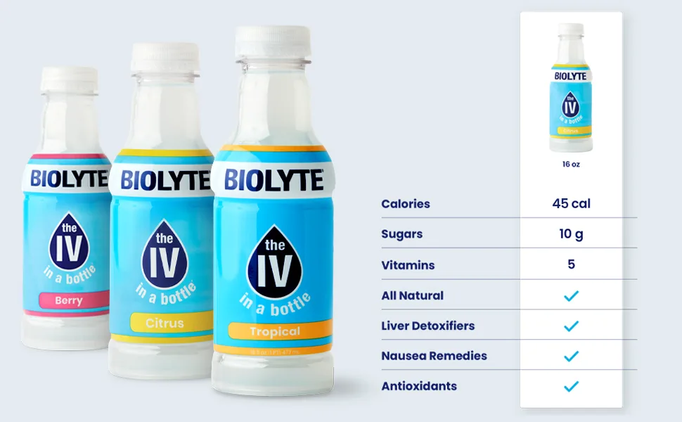 BIOLYTE Electrolyte Drink, Berry 12 pack | IV Liquid Bottle for Dehydration | Hydration Supplement Drink with B Vitamins | Amino Acid Energy Drinks | Keto-Friendly Natural Low Sugar - Biolyte, Drink, IV in a bottle