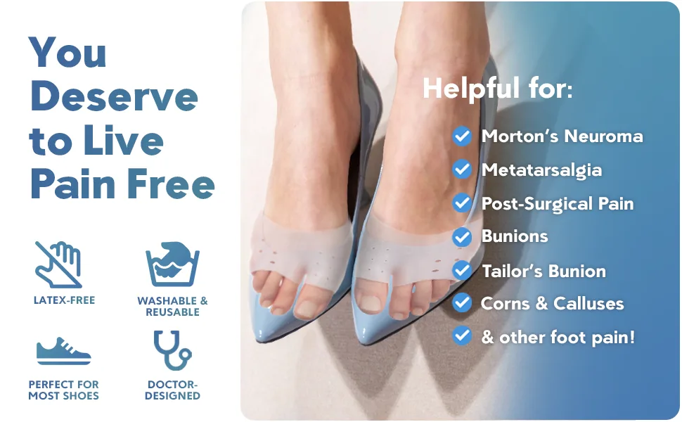 Dr. Frederick's Original Metatarsal Sleeves Plus - 50% More Cushioning - 4 Pieces - Metatarsal Pads for Women & Men - open toe metatarsal sleeves