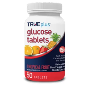 TRUEplus® Glucose Tablets, Tropical Fruit Flavor - 50ct Bottle (3) - glucose tablets