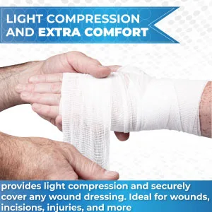 Conforming Stretch Gauze Bandage - 3" x 4.1 Yards Stretched -36 Rolls - Each ROLL Individually Wrapped-Light Compression -Latex Free-Multi Flexible ,Breathable & Stretchable - LIGHT COMPRESSION