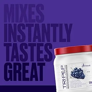 Metabolic Nutrition - TRIPEP - Tri-Peptide Branch Chain Amino Acid, BCAA Powder, Pre Intra Post Workout Supplement, Grape, 400 Grams (40 Servings) - Metabolic Nutrition TriPep