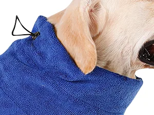Pettom dog bathrobe microfiber dog towel quickly drying microfiber towel super absorbent comfortable and with adjustable straps for pets dogs and cats blue (m) m blue - Mikrofaser Hunde Bademantel Badetuch Hundebademantel Waschbare