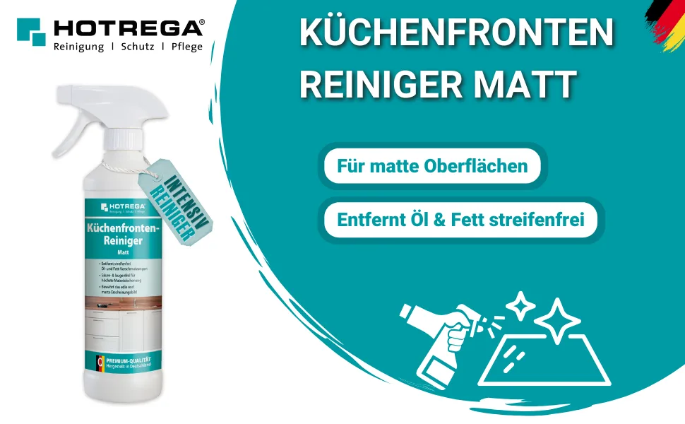 HOTREGA kitchen front cleaner matt 500 ml kitchen cleaner degreaser streak-free (3x 500ml) - HOTREGA Küchenfrontenreiniger matt 500ml