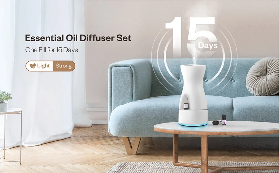 Essential Oil Diffuser, Aromatherapy Diffuser 1.8L Oil Diffuser with 3 Timer & 7 Ambient Light Settings, Diffusers for Essential Oils for Home, 2 Mist&Aroma Modes Alexa - 15 Day Use
