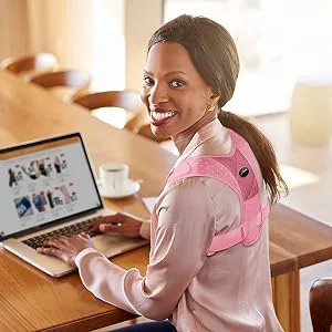 Doctor Developed Posture Support/Posture Correct/Stabilizer/Back Brace & Doctor Written Handbook - Fully Adjustable for Upper & Lower Back Pain & Support. Suitable for Men & Women (Pink, Medium) Pink Medium (Pack of 1) - Posture corrector, back brace, back brace for men, back brace for women, back pain, spine support