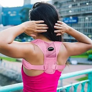 Doctor Developed Posture Support/Posture Correct/Stabilizer/Back Brace & Doctor Written Handbook - Fully Adjustable for Upper & Lower Back Pain & Support. Suitable for Men & Women (Pink, Medium) Pink Medium (Pack of 1) - Posture corrector, back brace, back brace for men, back brace for women, back pain, spine support