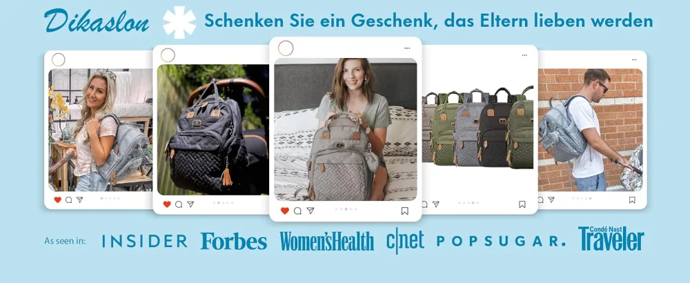 Dikaslon diaper bag Backpack Large diaper backpack with multifunction baby bags and mobile wrapping - pacifier holder and stroller belts - for mom and dad (gray) - Wickeltasche Rucksack