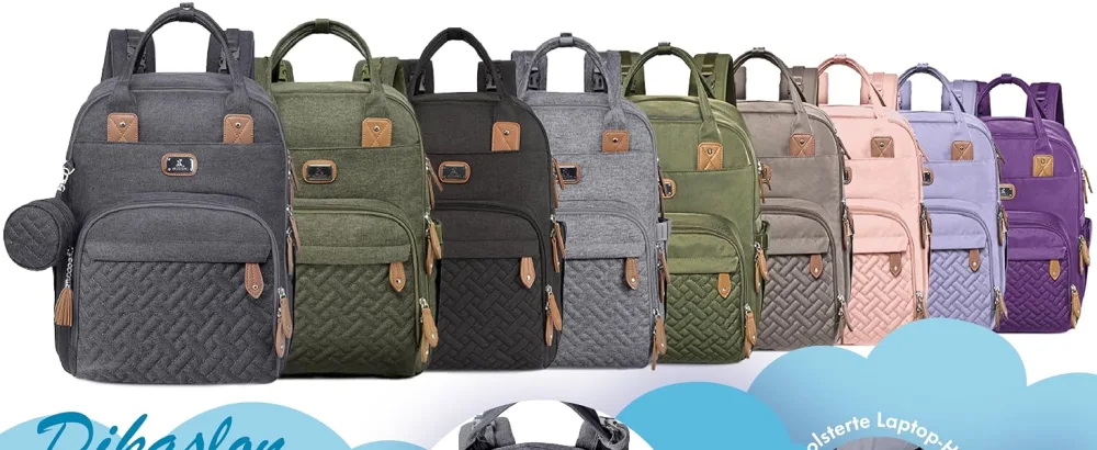 Dikaslon diaper bag Backpack Large diaper backpack with multifunction baby bags and mobile changing pads - pacifier holder and stroller belts - for mom and dad (navy) - Wickeltasche Rucksack