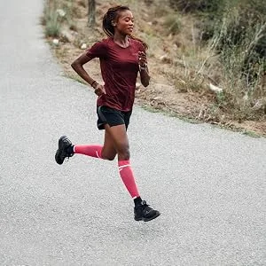 CEP Women’s Athletic Compression Run Sleeves - Calf Sleeves for Performance 3 4.0 - Rose - product information 4