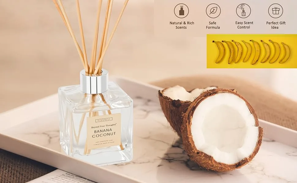 Beyond Your Thoughts Reed Diffuser Set, Home Fragrance Diffuser Lavender Essential Oil & Sticks Scented Diffuser 6.7oz (200ml) 6.7oz Lavender - candle