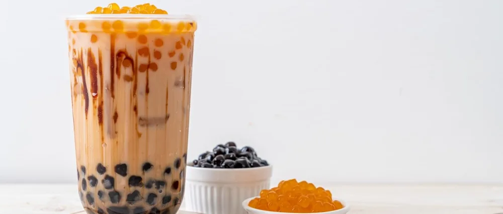 Bubble Tea Pearls Popping Boba | Bubble Tea Set - Kiwi and Pomegranate Peach Syrup Cups and Straws 33 Pieces (1 Pack) - bubble tea molecula