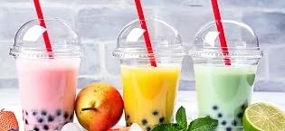 Bubble tea pearl popping boba |Bubble tea set - melon pomegranate passion fruit mango balls berry syrup apple cups and straws - bubble tea
