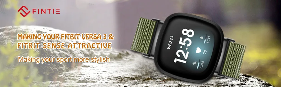 Fintie Band Compatible with Fitbit Versa 3 / Fitbit Sense, Soft Woven Nylon Sport Replacement Strap Wrist Bands Compatible with Fitbit Versa 3 / Fitbit Sense Smartwatch Black - Fitbit Versa 3 & Fitbit Sense Nylon Nato Band