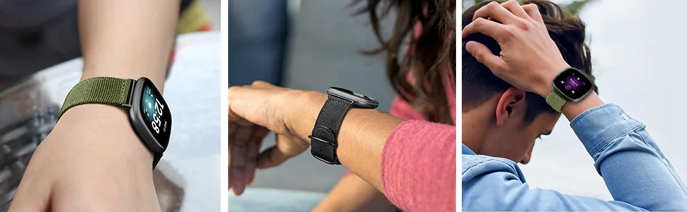 Fintie Band Compatible with Fitbit Versa 3 / Fitbit Sense, Soft Woven Nylon Sport Replacement Strap Wrist Bands Compatible with Fitbit Versa 3 / Fitbit Sense Smartwatch Black - Fitbit Versa 3 & Fitbit Sense Nylon Nato Band
