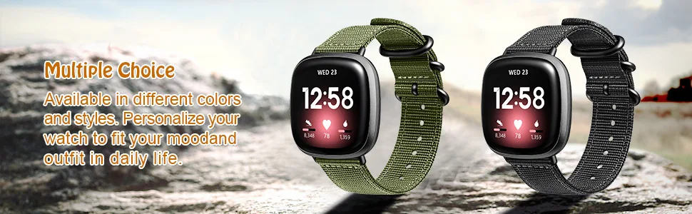Fintie Band Compatible with Fitbit Versa 3 / Fitbit Sense, Soft Woven Nylon Sport Replacement Strap Wrist Bands Compatible with Fitbit Versa 3 / Fitbit Sense Smartwatch Black - Fitbit Versa 3 & Fitbit Sense Nylon Nato Band