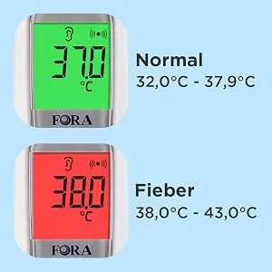 Fora IR20B infrared earmometer in medical quality (with Bluetooth) with 16 one-off protective caps small iron-headed durable easy to clean.IR20B Bluetooth - FORA Orthermometer IR20
