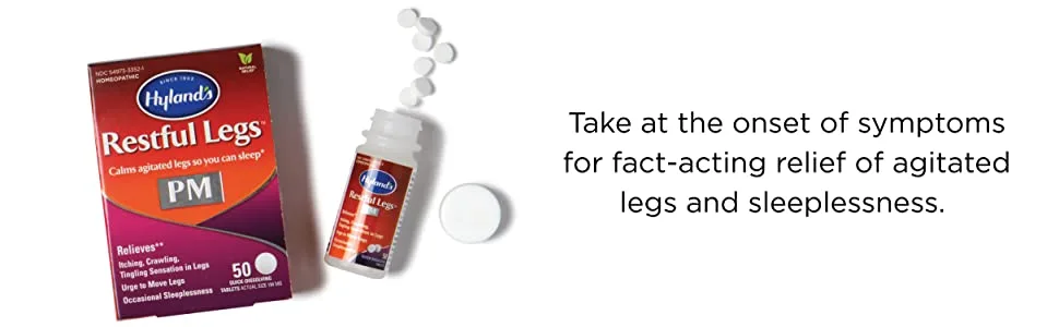 Hyland's Restful Legs PM Quick Dissolving Tablets - 50 Tablets, Pack of 2 - Fact Acting Relief of Agitated Legs and Sleeplessness